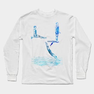 Diving Lesson In Blue Long Sleeve T-Shirt